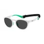 POLAROID PLD7050SVK6 unisex obdĺžnikové slnečné okuliare - čierny rám, sivé polarizované šošovky, 52 mm