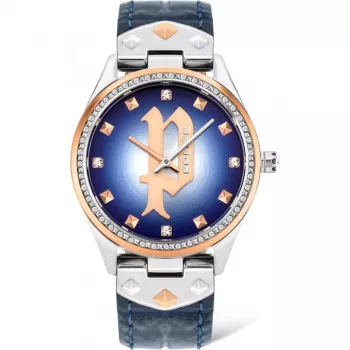 POLICE Masterpiece dámske hodinky quartz PL16029MSTR03 36 mm modrý ciferník strieborný nerezový oceľový mesh remienok