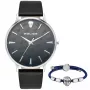 POLICE pánske analógové quartz hodinky PLTASM2SET20 44mm puzdro z nerezovej ocele modrý ciferník hnedá koža & strieborný mesh remienok