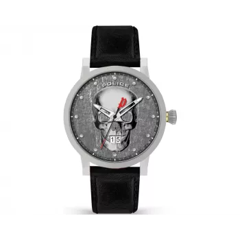 POLICE pánske PL15404JS.57 analógové quartz hodinky 45 mm nerezové puzdro hnedý kožený remienok modrý ciferník
