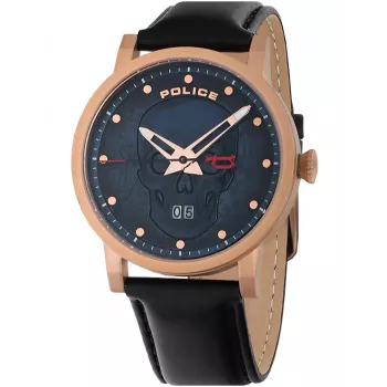 Police pánske analógové hodinky PL15404JSR.03 - modrý ciferník, hnedý kožený remienok, 43 mm