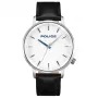 Police pánske quartz analógové náramkové hodinky PL.15923JS-04 42mm puzdro z ušľachtilej ocele modrý ciferník hnedý kožený remienok