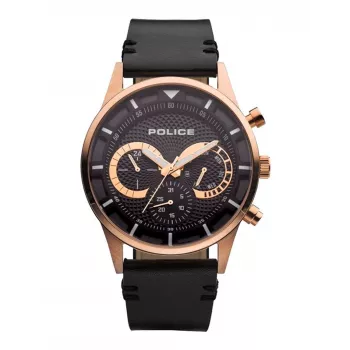 POLICE pánske Ranger quartz hodinky PEWJF2110901 - modrý ciferník, hnedý kožený remienok, 46mm nerezová oceľ