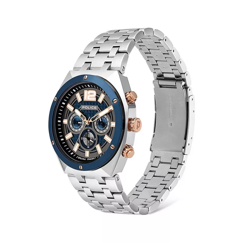 POLICE pánske hodinky 15995JSTBL61M 46 mm modrý ciferník modrý kožený remienok