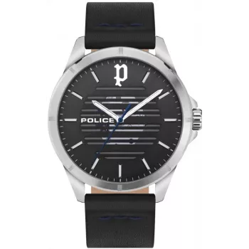 POLICE pánske hodinky PEWJA2204503 46 mm nerezová oceľ quartz analógové čierny ciferník kožený remienok