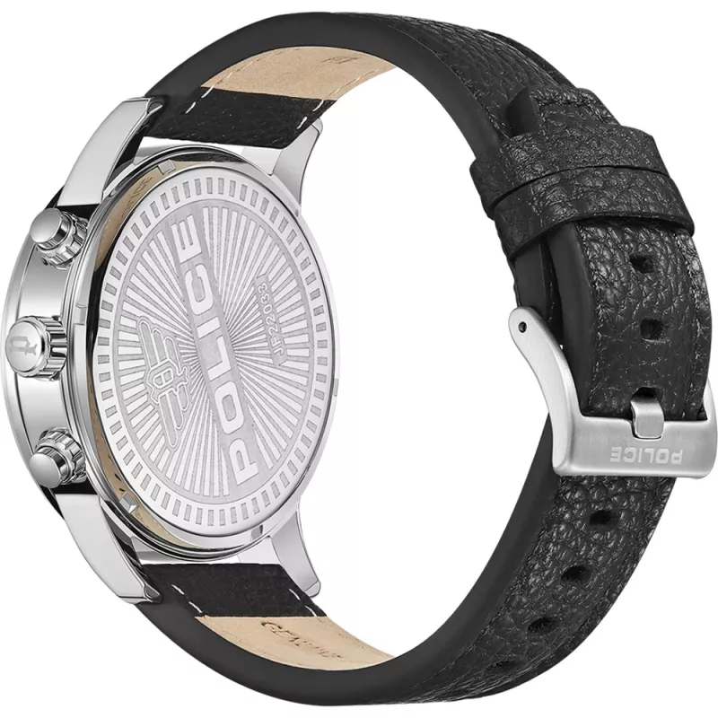 POLICE pánske hodinky PEWJF2203305 48 mm chronograf čierny ciferník kožený remienok