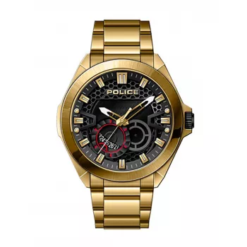 POLICE pánske hodinky PEWJH2110302 50 mm nerezová oceľ quartz analógové čierny ciferník kožený remienok
