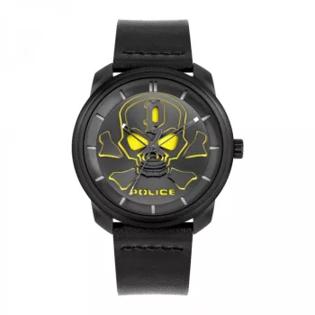 POLICE pánske hodinky PL15714JSB02 44mm čierny ciferník kožený remienok