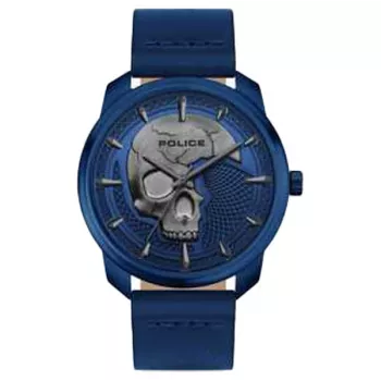 POLICE pánske hodinky PL15714JSBL0 42mm modrý ciferník kožený remienok