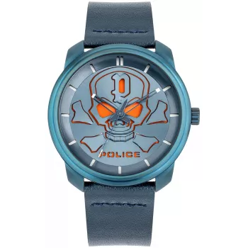 POLICE pánske hodinky PL15714JSBL03 Raho modrý ciferník kožený remienok 44 mm