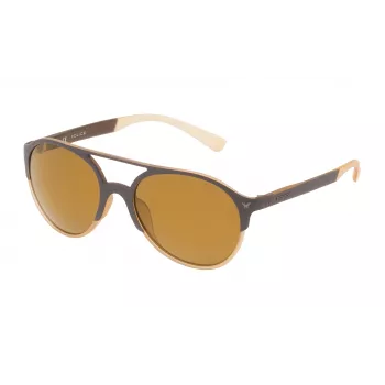 POLICE SPL163557ESG unisex obdĺžnikové slnečné okuliare Havana acetátový rám zelené polykarbonátové šošovky 55/19/140 mm UV400