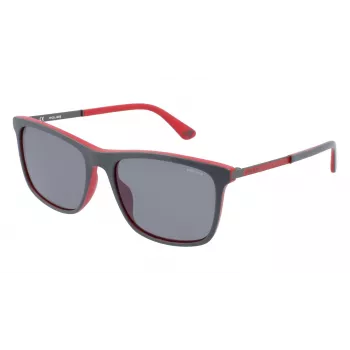 POLICE SPLA56561BUX pánske obdĺžnikové slnečné okuliare - čierny acetátový rám, sivé polykarbonátové sklo 56/17/145 mm UV400