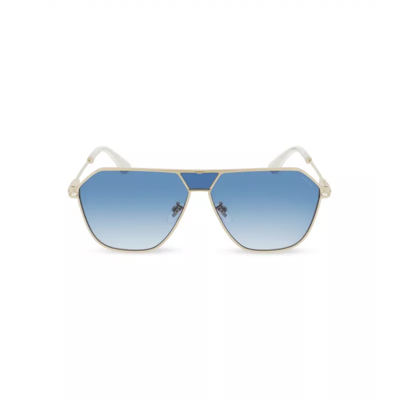 POLICE SPLL89-620300 pánske pilotné slnečné okuliare - lesklý čierny rám, tmavosivé sklá, 62 mm