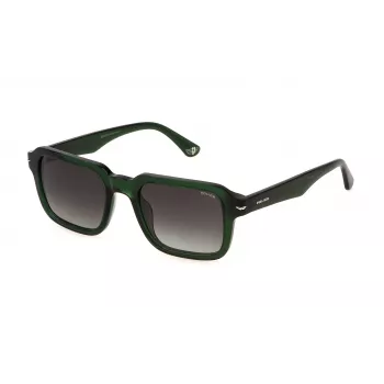 POLICE SPLN36-520G61 pánske hranaté slnečné okuliare - čierny/sivý rám, sivé sklá, 52 mm