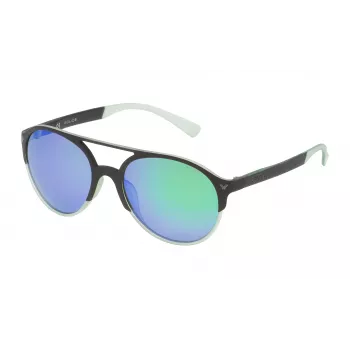POLICE unisex obdĺžnikové slnečné okuliare SPL163556PCV - čierny acetátový rám, sivé sklá 55/19/140 mm