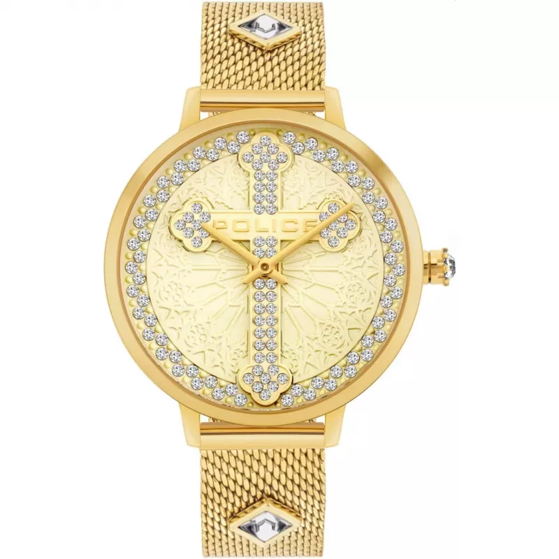 POLICE dámske PL16031MSG22M Raho quartz analógové hodinky 36 mm nerezová oceľ Mesh strieborná
