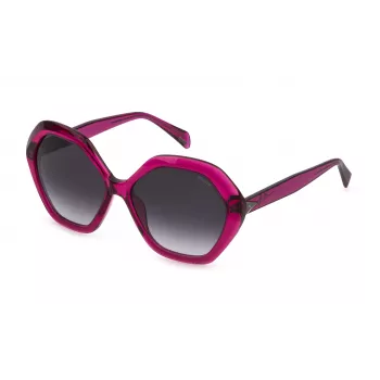 POLICE dámske SPLD29-5701BV hranaté acetátové slnečné okuliare - čierna/sivý gradient 57 mm
