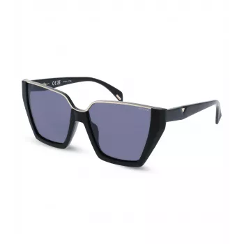 POLICE dámske slnečné okuliare SPLL33-570700 - obdĺžnikový acetátový rám, sivé polykarbonátové sklá, UV400 ochrana, šírka skla 57 mm