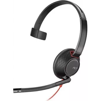 Poly Blackwire C5210 USB-C - 5200 Series - drôtový on-ear mono headset s mikrofónom na ramene, potlačenie hluku, ovládanie na kábli, čierny