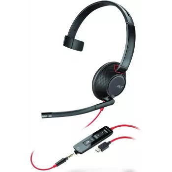 Poly Blackwire C5210 USB-C - 5200 Series - drôtový on-ear mono headset s mikrofónom na ramene, potlačenie hluku, ovládanie na kábli, čierny