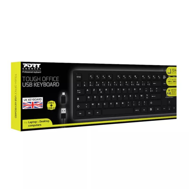 Port Connect Tough Office USB klávesnica - čierna