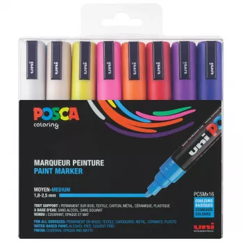 POSCA PC-5M sada fixiek s guľatým hrotom, rôzne farby, 16 ks