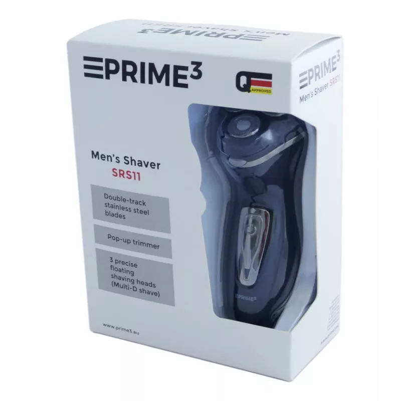 PRIME3 SRS11 pánsky rotačný holiaci strojček s pop-up zastrihávačom, čierna/strieborná