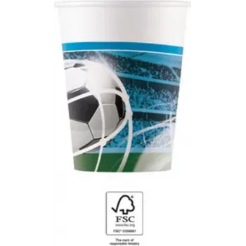Procos Football Party papierové poháre 200 ml, balenie 8 ks (93746)