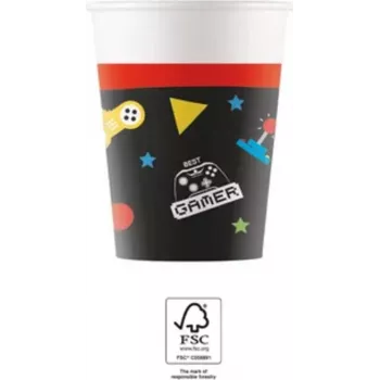 Procos Gaming Party kartónové poháre 200 ml, balenie 8 ks (93771)