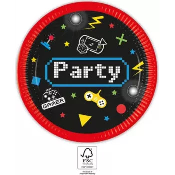 PROCOS Gaming Party kartónové taniere 23cm balenie 8 ks (93769)