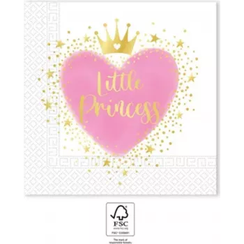 Procos My Little Princess 2-vrstvové papierové servítky 33x33 cm, balenie 20 ks, viacfarebná potlač princeznej (96478)