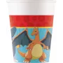 Procos Pokémon papierové poháre balenie 8 ks 200ml Pikachu Glumanda Schiggy Bisasam poháre na párty 98401