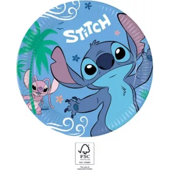Procos Stitch & Angel papierové taniere 8 ks 23cm Disney Lilo & Stitch party riad 96794