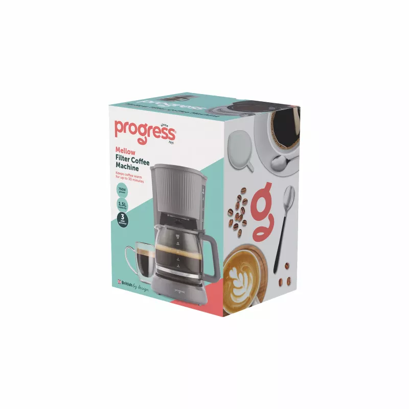 Progress EK6658PVDE Mellow prekvapkávací kávovar, sklenená kanvica 1,5 l, 750 W, sivý