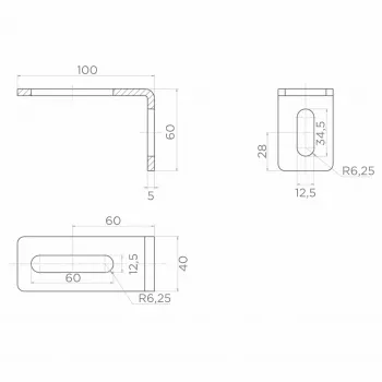 PSG 60.041.7016 uholník vodiacej kladky 100x60 mm antracitovo sivá RAL7016