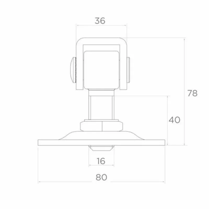 PSG 61.018 Nastaviteľný záves brány s 80x80x3 mm privarovacou doskou, závit M16