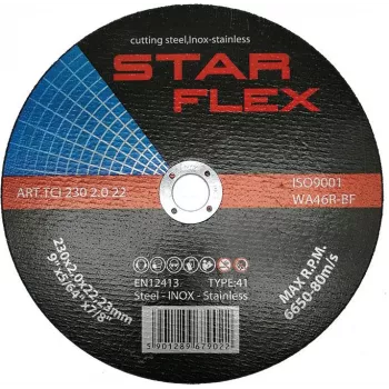 PSG Star Flex T41 230x2.0mm Rezný kotúč pre nerez, WA46R-BF-INOX, 80 m/s, 6650 ot/min, 22,23 mm otvor