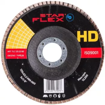 PSG Star Flex T29 SG INOX keramický lamelový brúsny kotúč 125 mm, 22,23 mm otvor, zrno P60, kužeľový typ 29, pre nerez