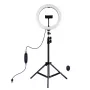 PULUZ 26cm LED kruhové svetlo so statívom do 1,1 m a držiakom na telefón, USB napájanie