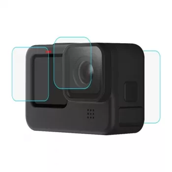 PULUZ PU507 9H pancierové sklo sada na ochranu displeja a objektívu pre GoPro HERO12/11/10 Black – 3-dielna sada (predná, zadná, objektív)