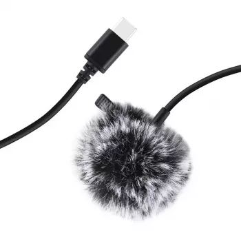 PULUZ Jack Tie mikrofón so sponou PU425 1,5m USB-C