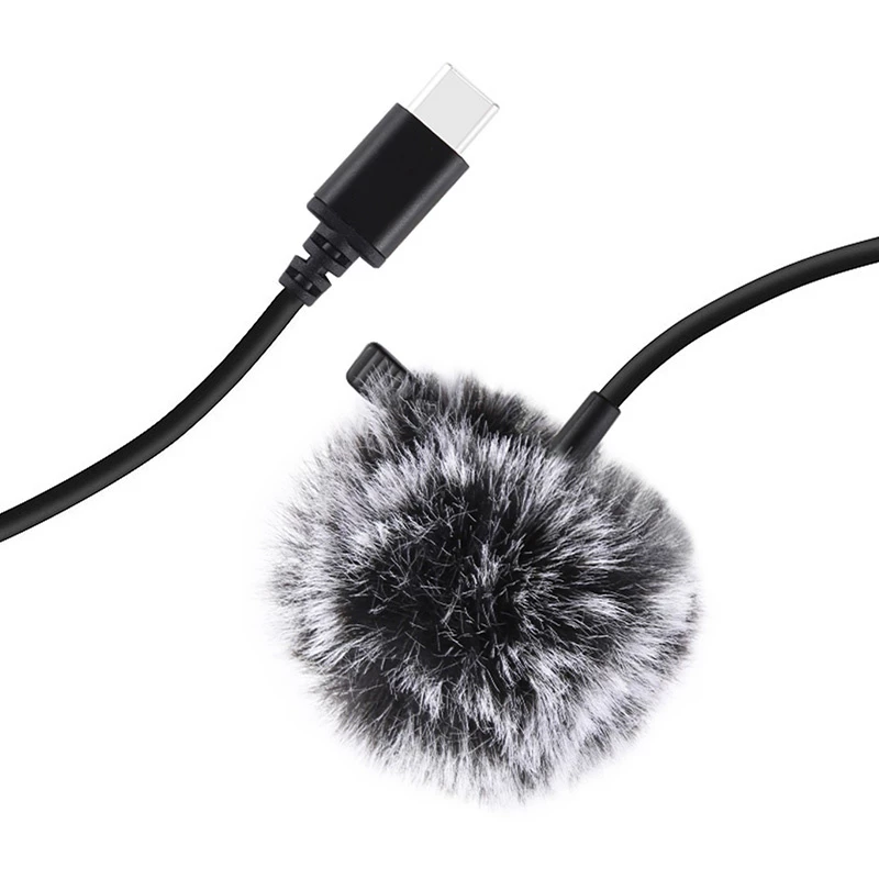 PULUZ Jack Tie mikrofón so sponou PU425 1,5m USB-C
