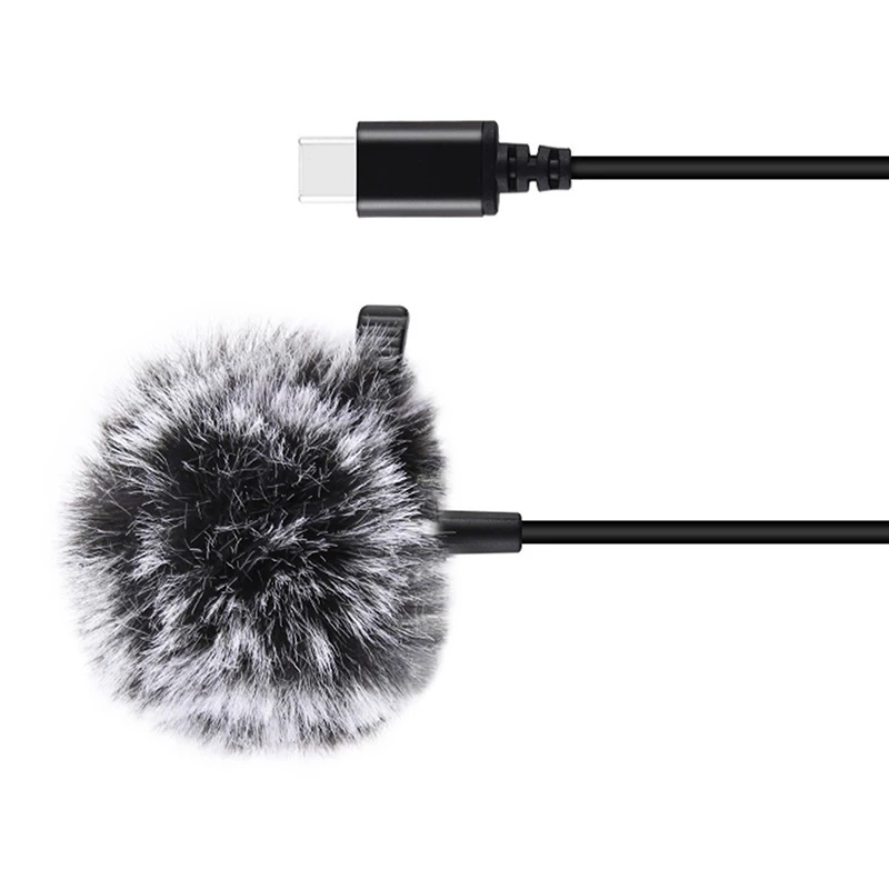 PULUZ Jack Tie mikrofón so sponou PU425 1,5m USB-C