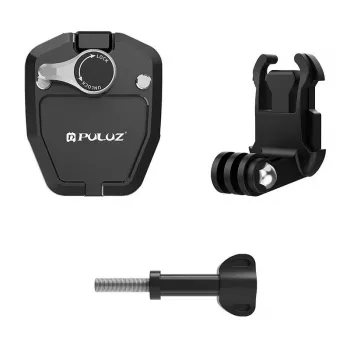 PULUZ klip na motocyklové čelné sklo pre akčné kamery (DJI Osmo Action 4, GoPro Hero 12, Insta360 Ace Pro / X4) - čierny