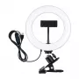 PULUZ PKT3120B 20 cm profesionálne kruhové svetlo pre vlogovanie, live-streaming a make-up – 80 LED, 10W, 3000K-6500K, 10 stupňov stmievania, s klipom na monitor a držiakom na telefón – čierne
