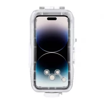 PULUZ plastové vodotesné puzdro pre iPhone 15 Plus/15 Pro Max/14 Plus/14 Pro Max/13 Pro Max/12 Pro Max/11 Pro Max (biela)