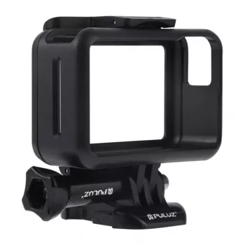 Puluz ochranné puzdro pre DJI Osmo Action - čierny PC rám s držiakom na kamerovú pätku, rýchloupínací uzáver