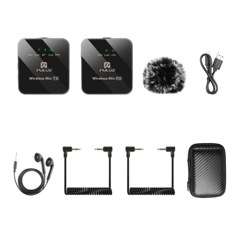 PULUZ PU3153B bezdrôtový lavalier mikrofón 1 TX + 1 RX, 2,4 GHz, USB-C, omnidirekcionálny kondenzátor, potlačenie šumu, Plug-and-Play pre Android a PC