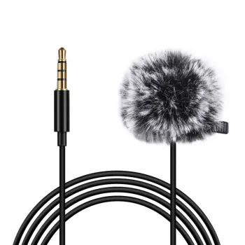 PULUZ PU424 lavalier mikrofón 1,5 m 3,5 mm TRRS omnidirekčný kondenzátorový pripínací mikrofón pre smartfóny, DSLR kamery, notebooky - čierny