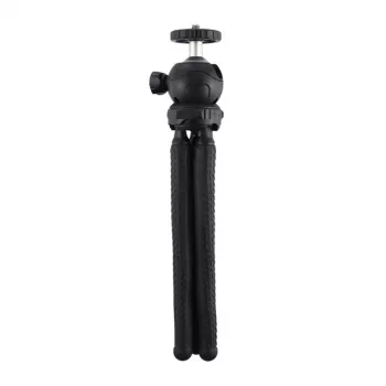 PULUZ PU435 mini statív chobotnica flexibilný ohybný statív s 360° guľovou hlavou a držiakom na mobil pre smartfóny, kompaktné fotoaparáty, akčné kamery, malé bezzrkadlovky, max. zaťaženie 1,2 kg, čierny